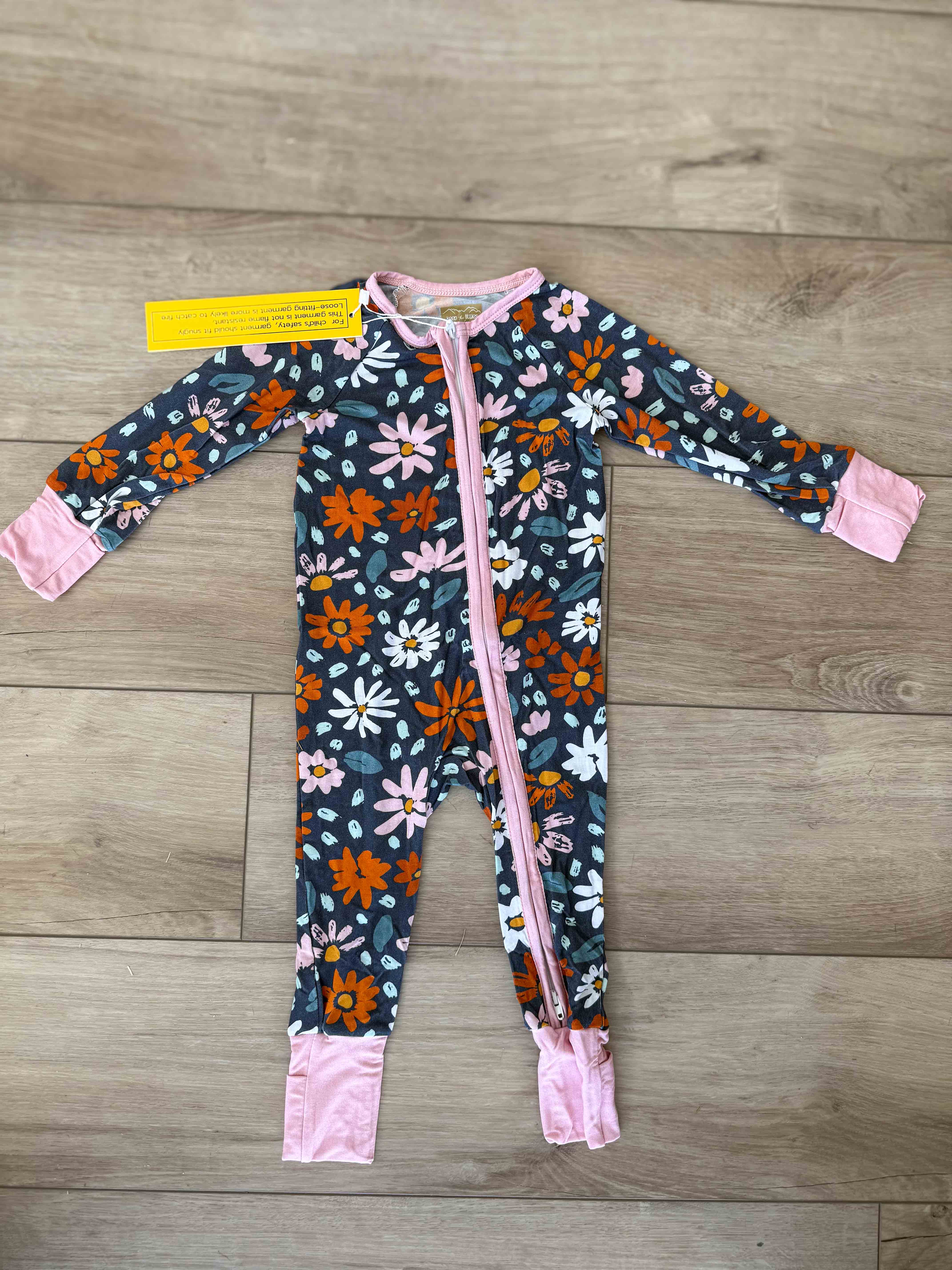 Navy wildflower bamboo zippy