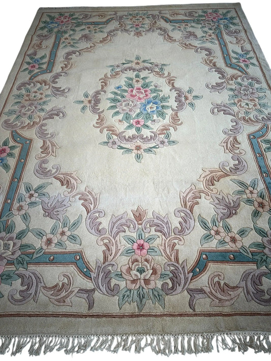 Hand-Tufted Chinese Aubusson Wool Rug – 7'10" x 11' – Luxurious Traditional Design Rugistan