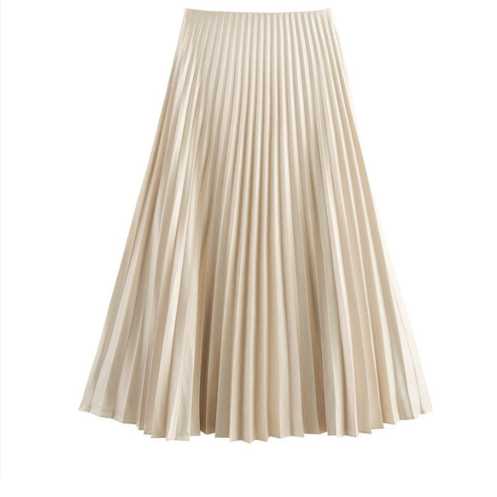 Beige pleated skirt on a white background