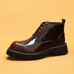 Men's Patent Leather Ankle Boots — Glossy Platform