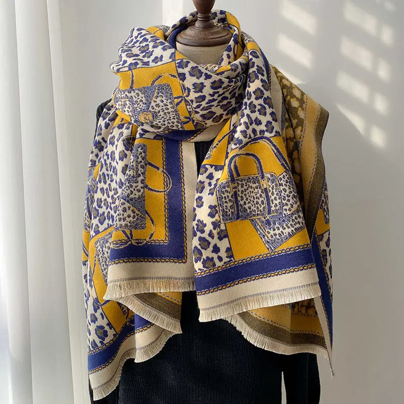Women's Color Block Imitation Cashmere Scarf Family Shopolf
