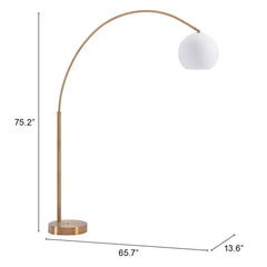 Antique Brass Floor Lamp with White Glass Shade HomeRoots
