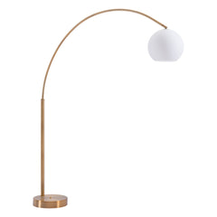 Antique brass floor lamp with white glass shade