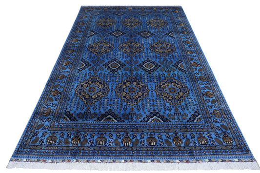 Hand-Knotted Zerkhaki Afghan Wool Area Rug – 6'6" x 10' | Elegant Blue Tones, Handmade Quality Rugistan