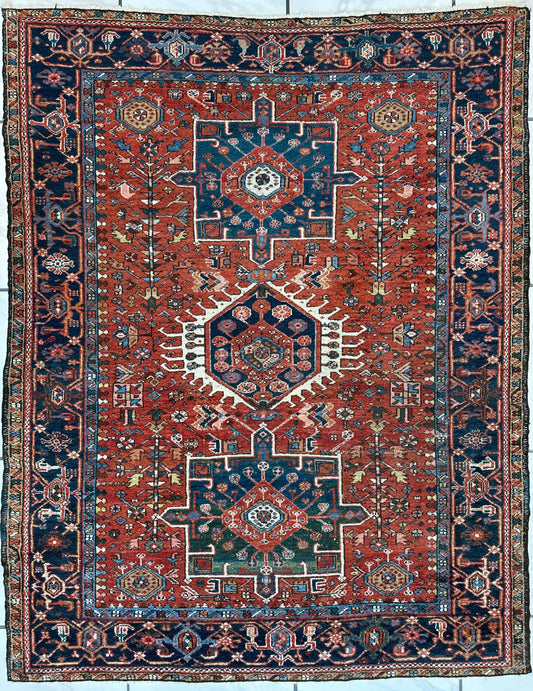 KARAJA Persian Antique Heriz Rug  4'9" x 6' Rugistan