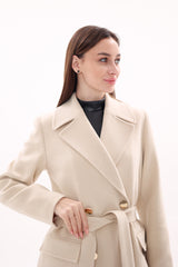 Denise Cashmere Blend Overcoat in Nude