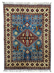 Hand-Knotted Afghani Kazak Wool Rug – 5’0″  x  6’10″ Rugistan