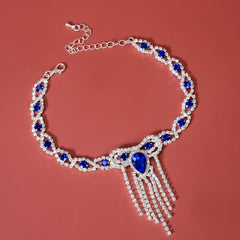 Blue Rhinestone Anklet