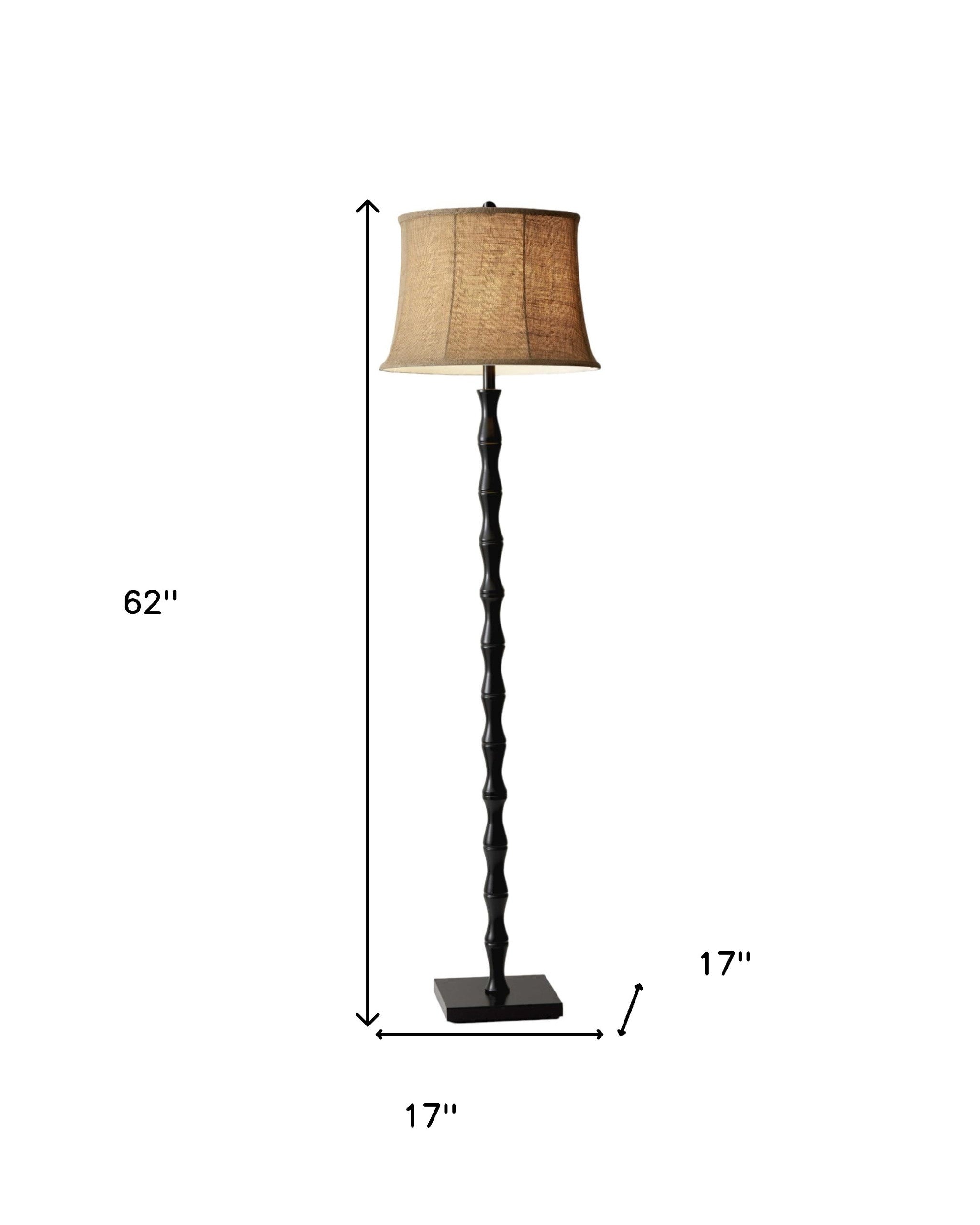 Floor lamp with beige burlap shade