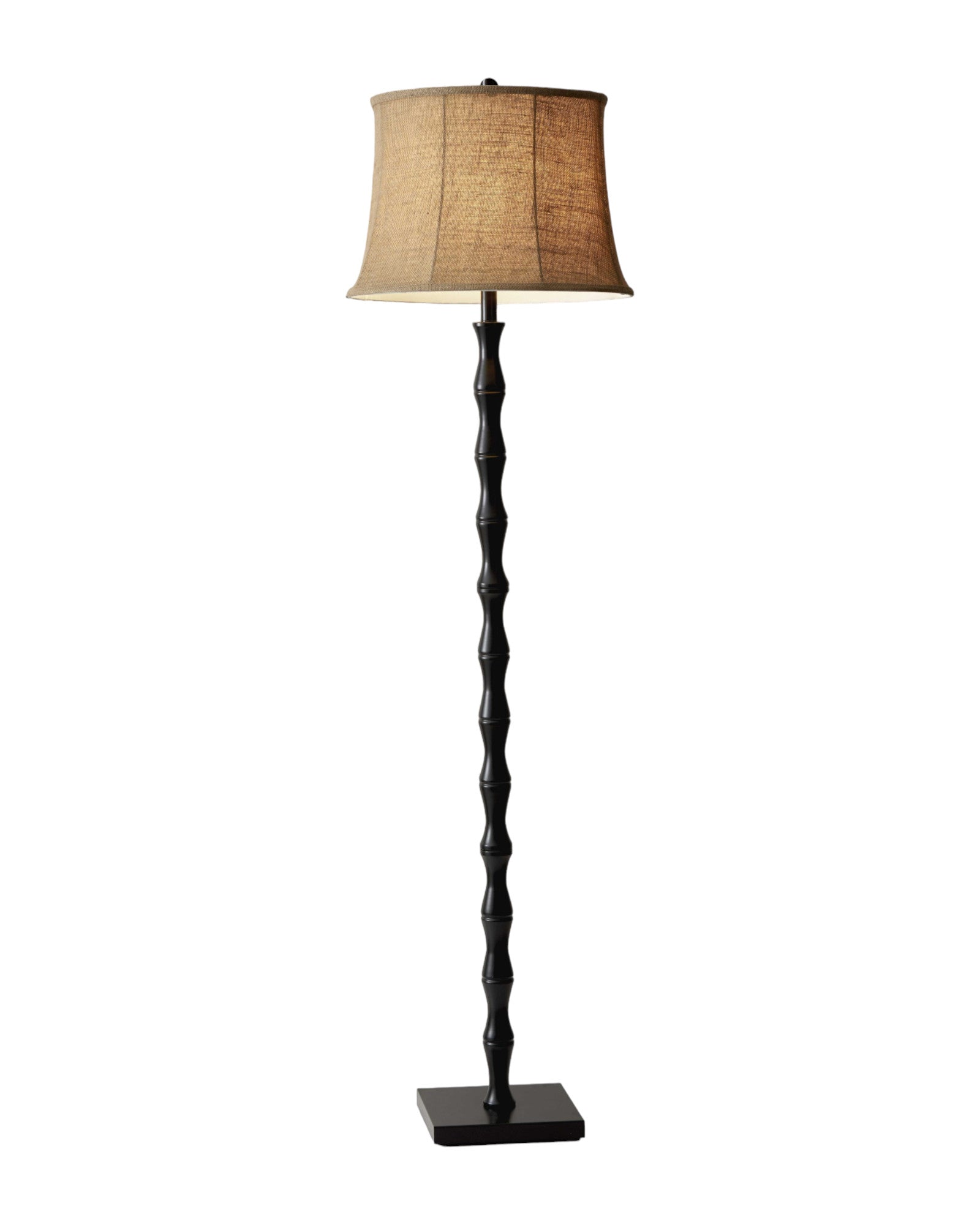 Floor lamp with beige burlap shade