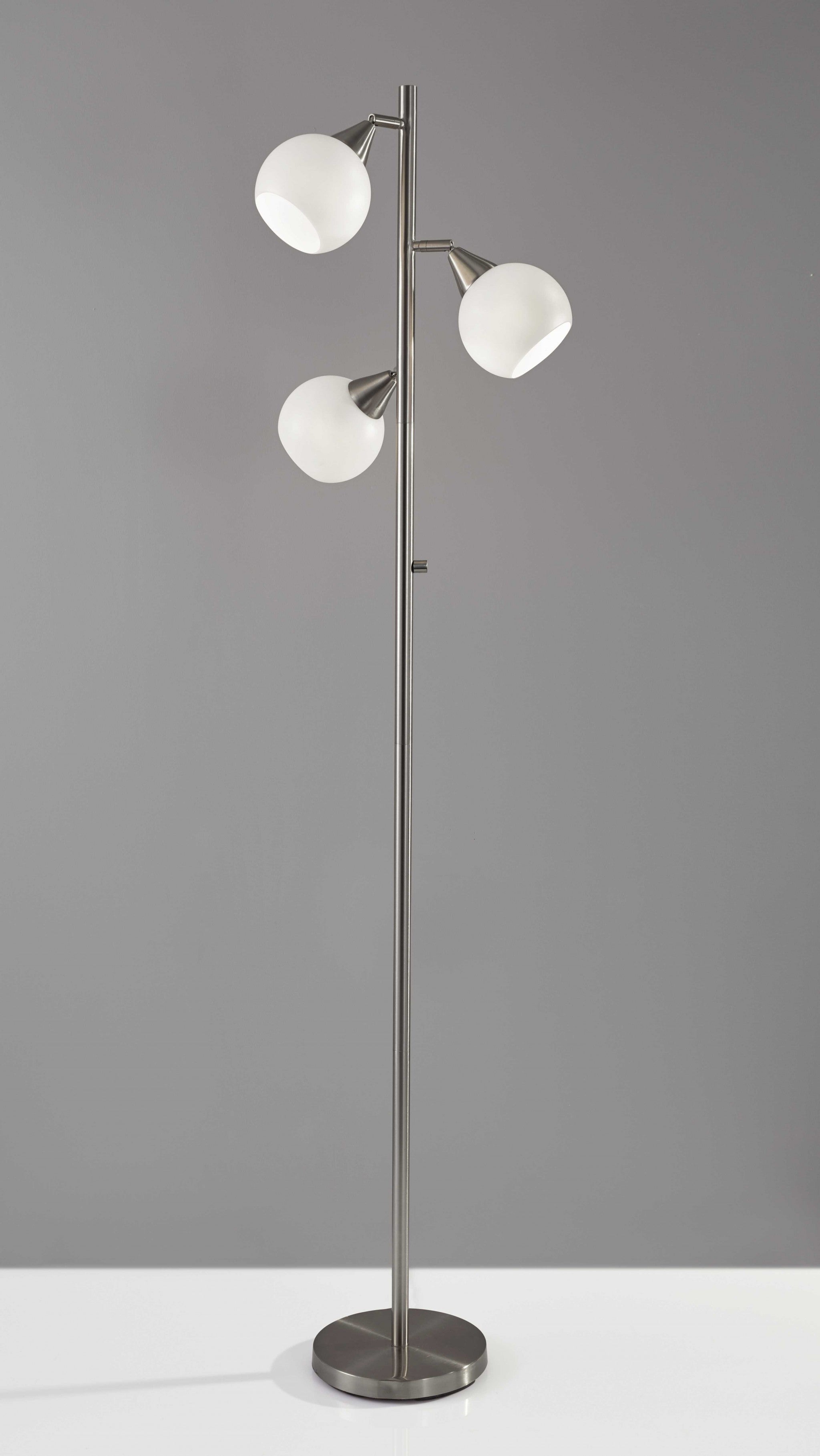 Floor lamp with adjustable globes made of treated steel