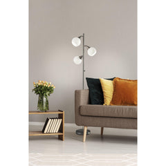 Floor lamp with adjustable globes made of treated steel