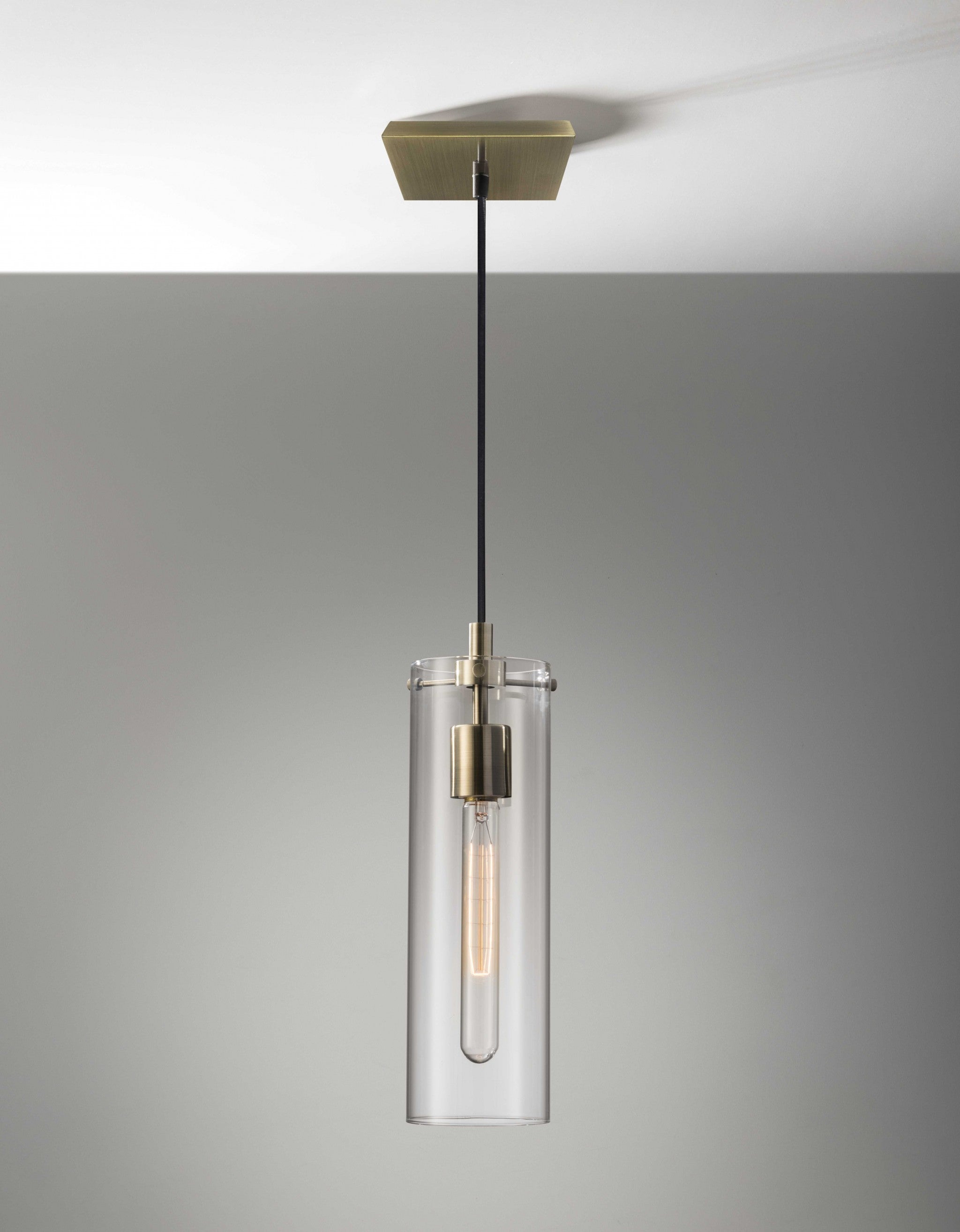 Vintage Glass Cylinder Pendant Lamp