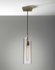 Vintage Glass Cylinder Pendant Lamp