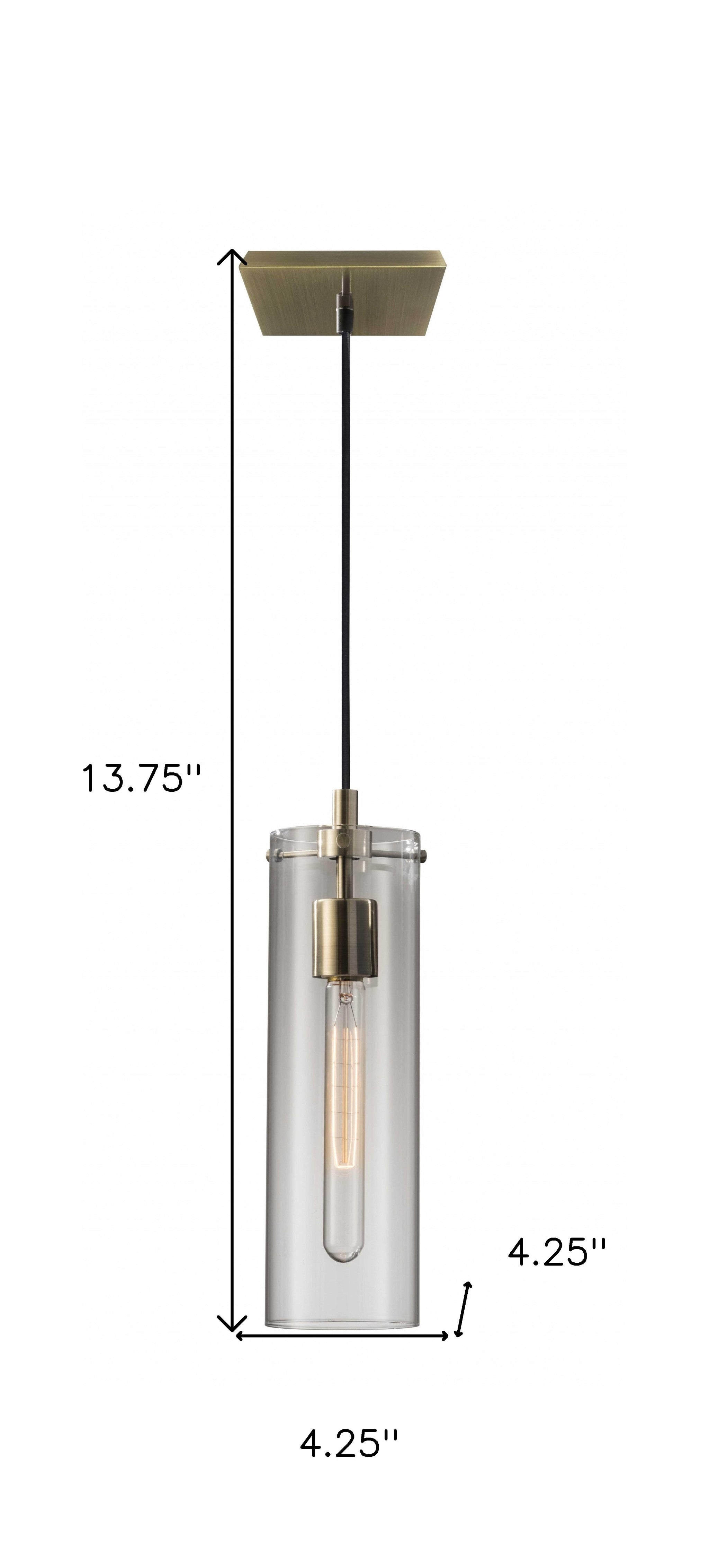 Vintage Glass Cylinder Pendant Lamp