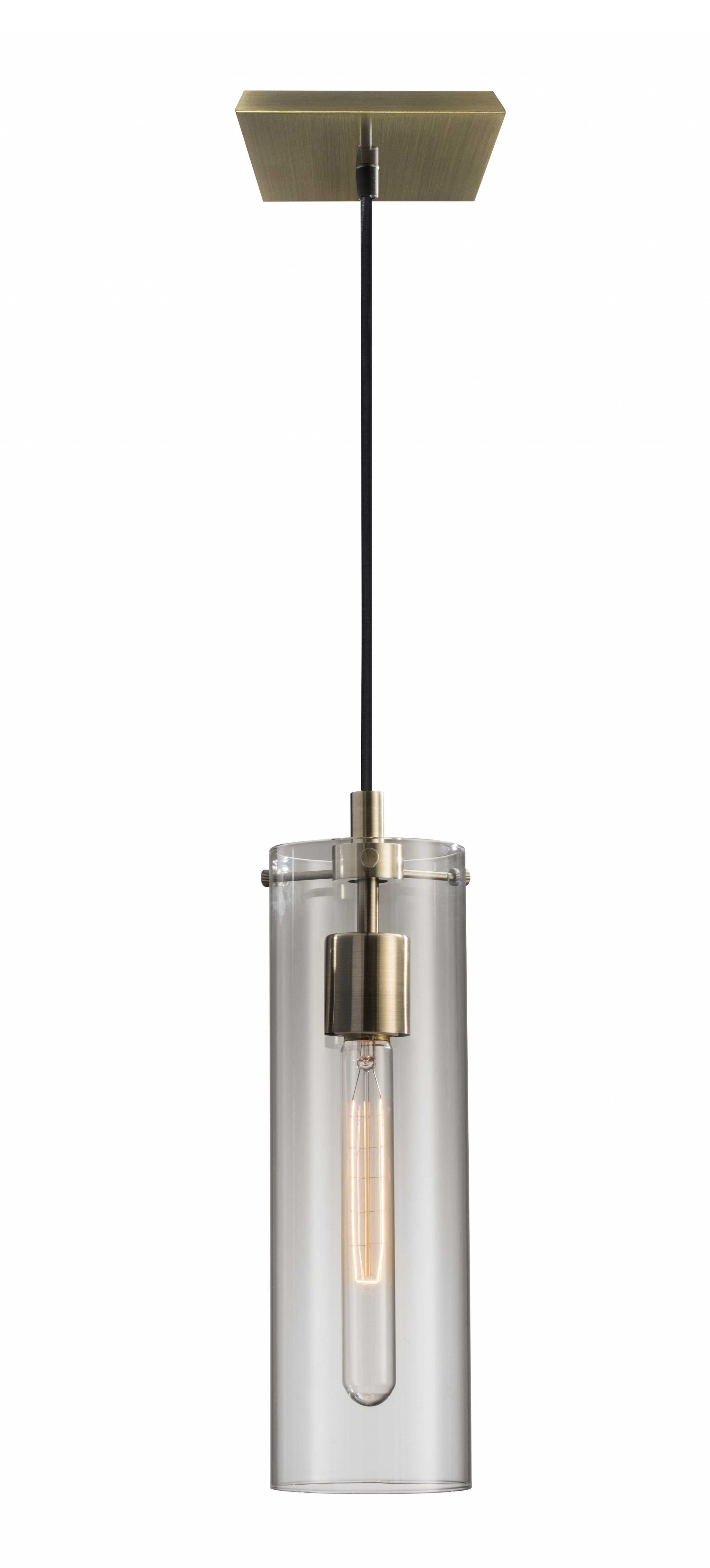 Vintage Glass Cylinder Pendant Lamp