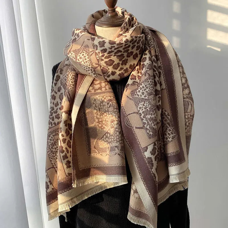 Women's Color Block Imitation Cashmere Scarf Family Shopolf