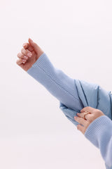 Genuine Fur Trim Down Fill Coat in Blue