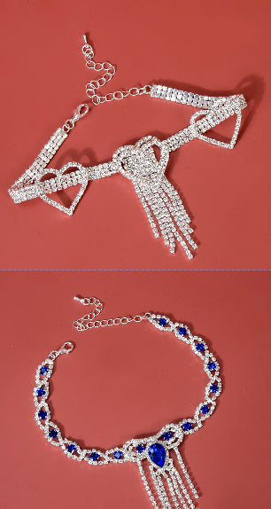 Blue Rhinestone Anklet