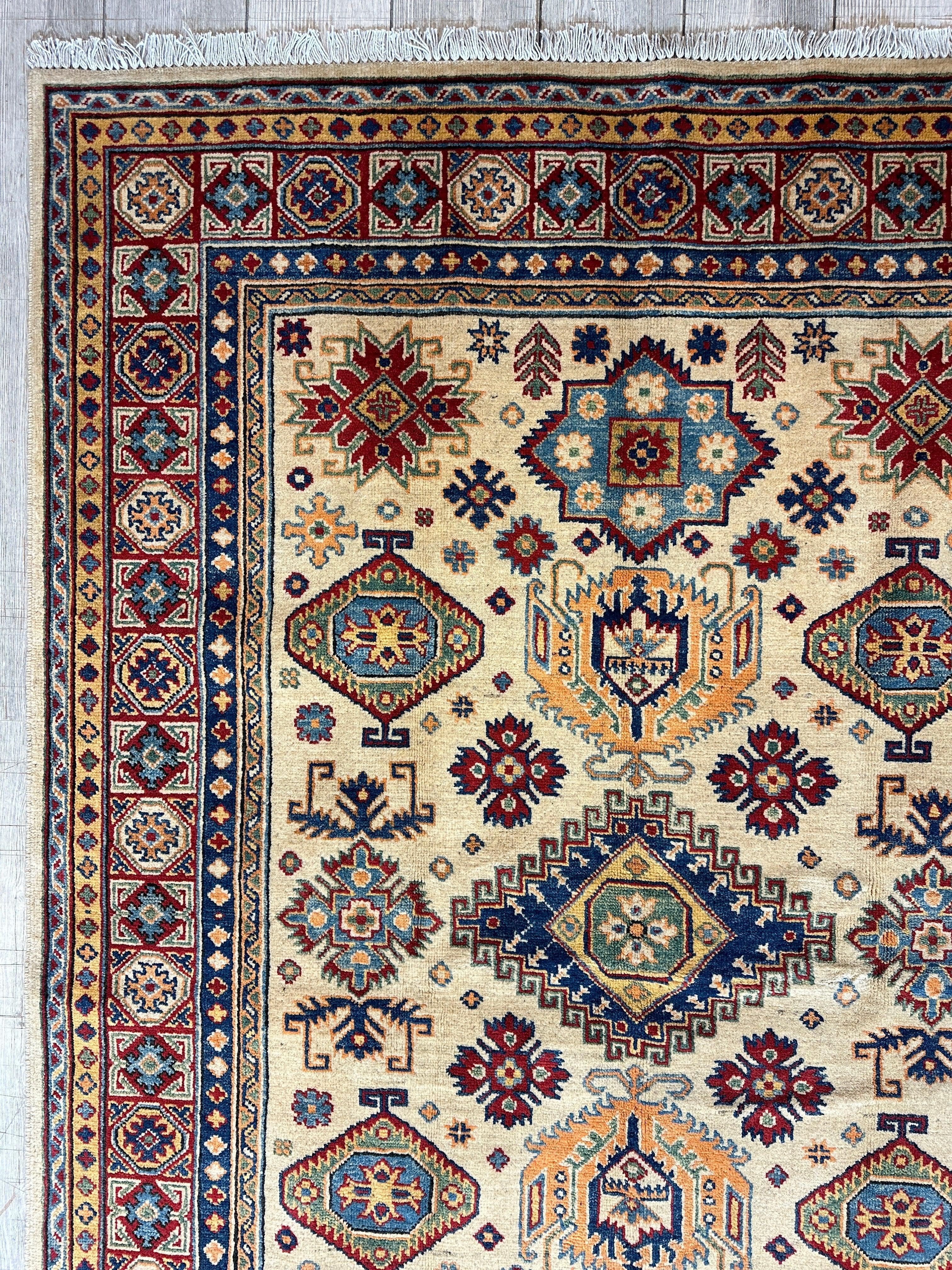 Fine Hand Knotted Afghani Super Kazak Rug 5 x 7 Rugistan