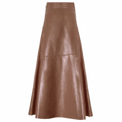 Brown leather skirt on a white background