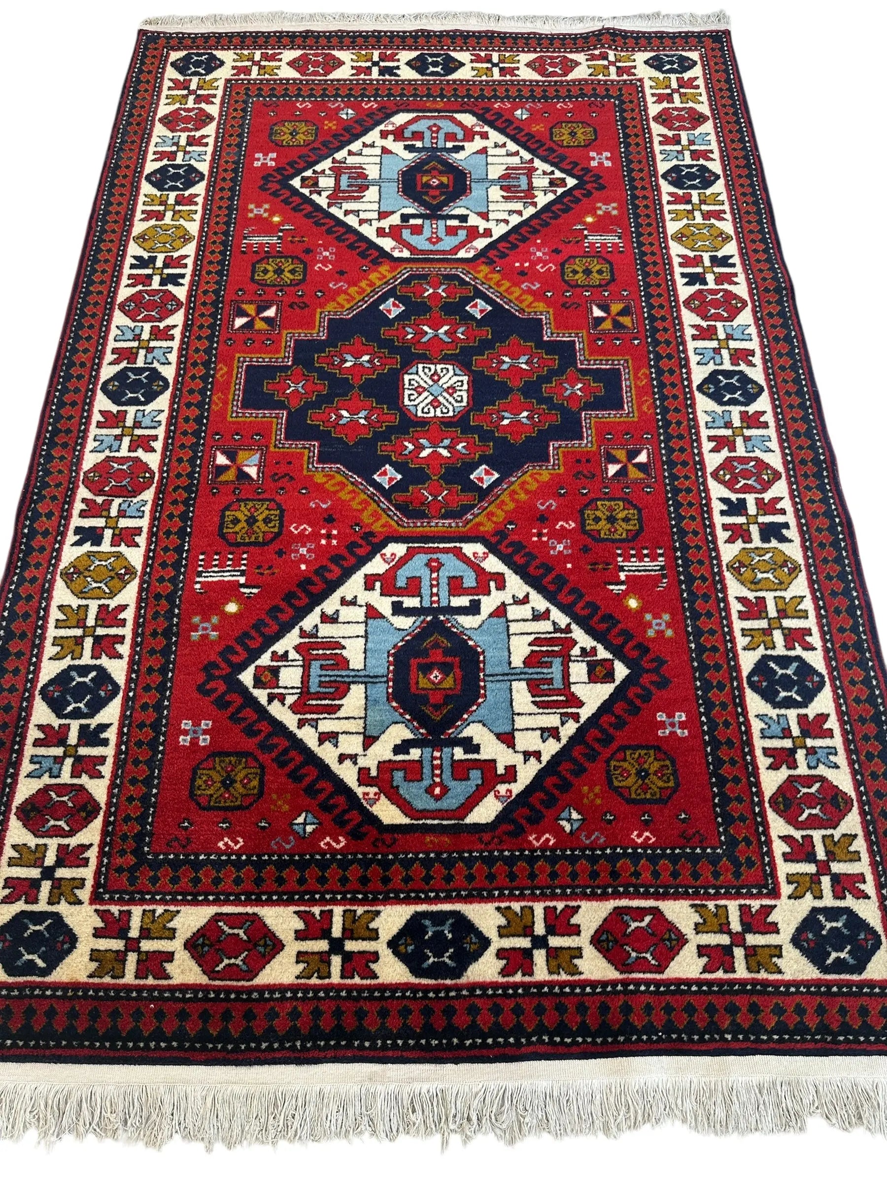Armenian Yerevan Wool Rug – 4’6” x 6’11” – Hand-Knotted Geometric Design Rugistan