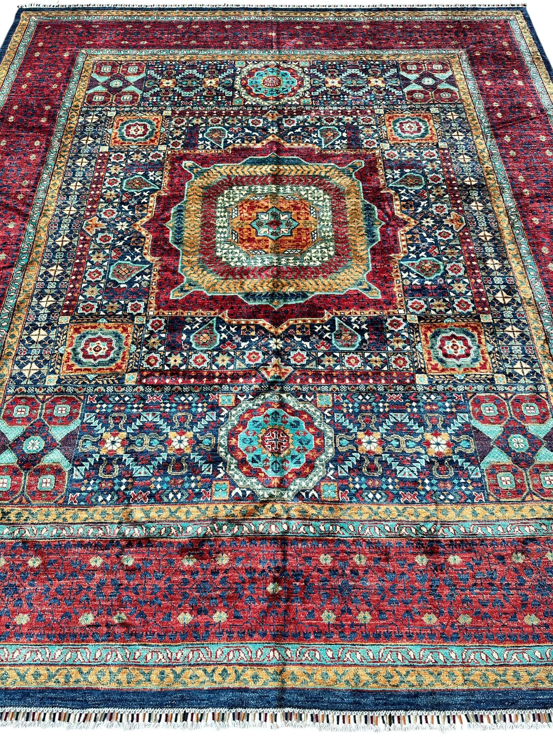 Hand-Knotted Mamluk Wool Rug – 8'4" x 9'9" – Intricate Geometric Masterpiece Rugistan