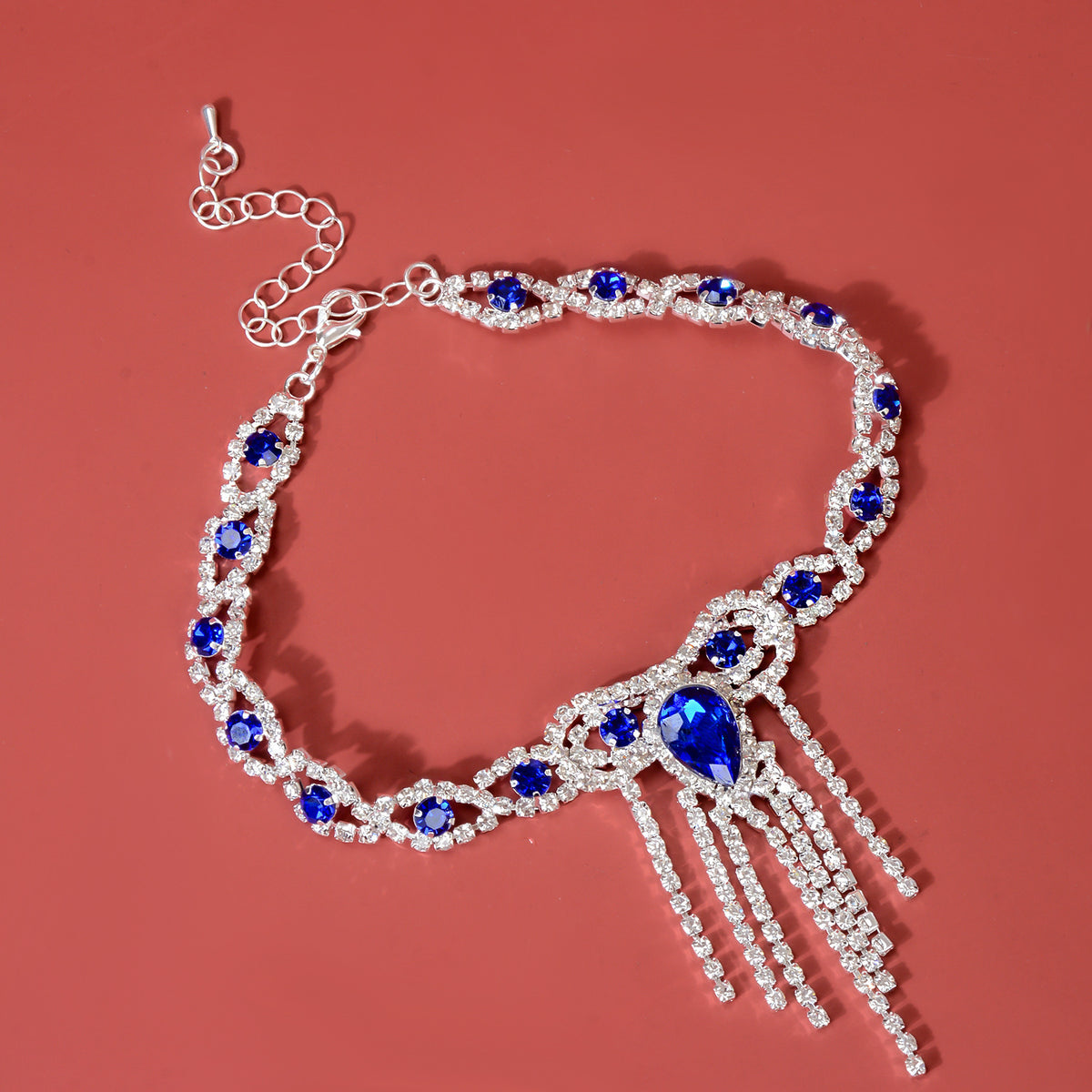 Blue Rhinestone Anklet