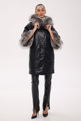 Genuine Silver Fox Eco-Leather Coat with Sleeve Extenders Alaska® Outerwear Company