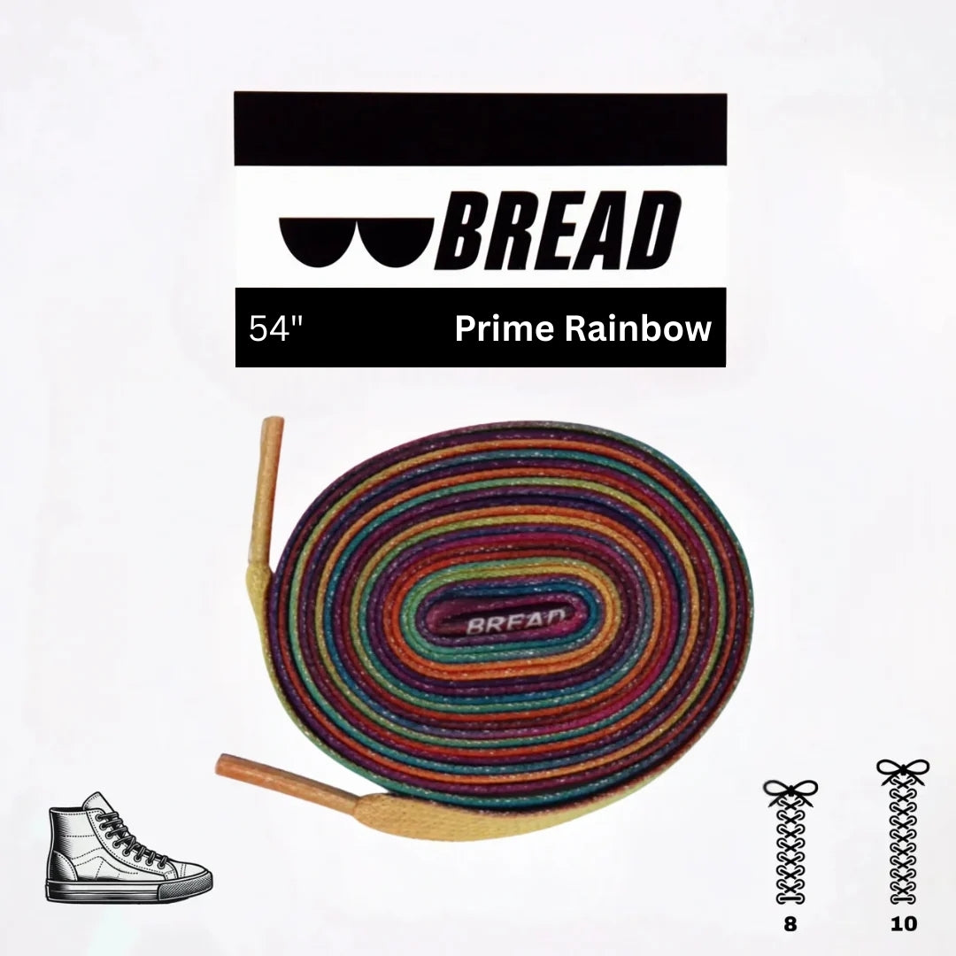 Colorful skateboard deck with 'BREAD' branding on a white background