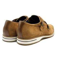 56-100-CGN LEGERRA Sueded Goatskin Monkstrap, Cognac