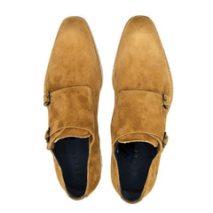 56-100-CGN LEGERRA Sueded Goatskin Monkstrap, Cognac