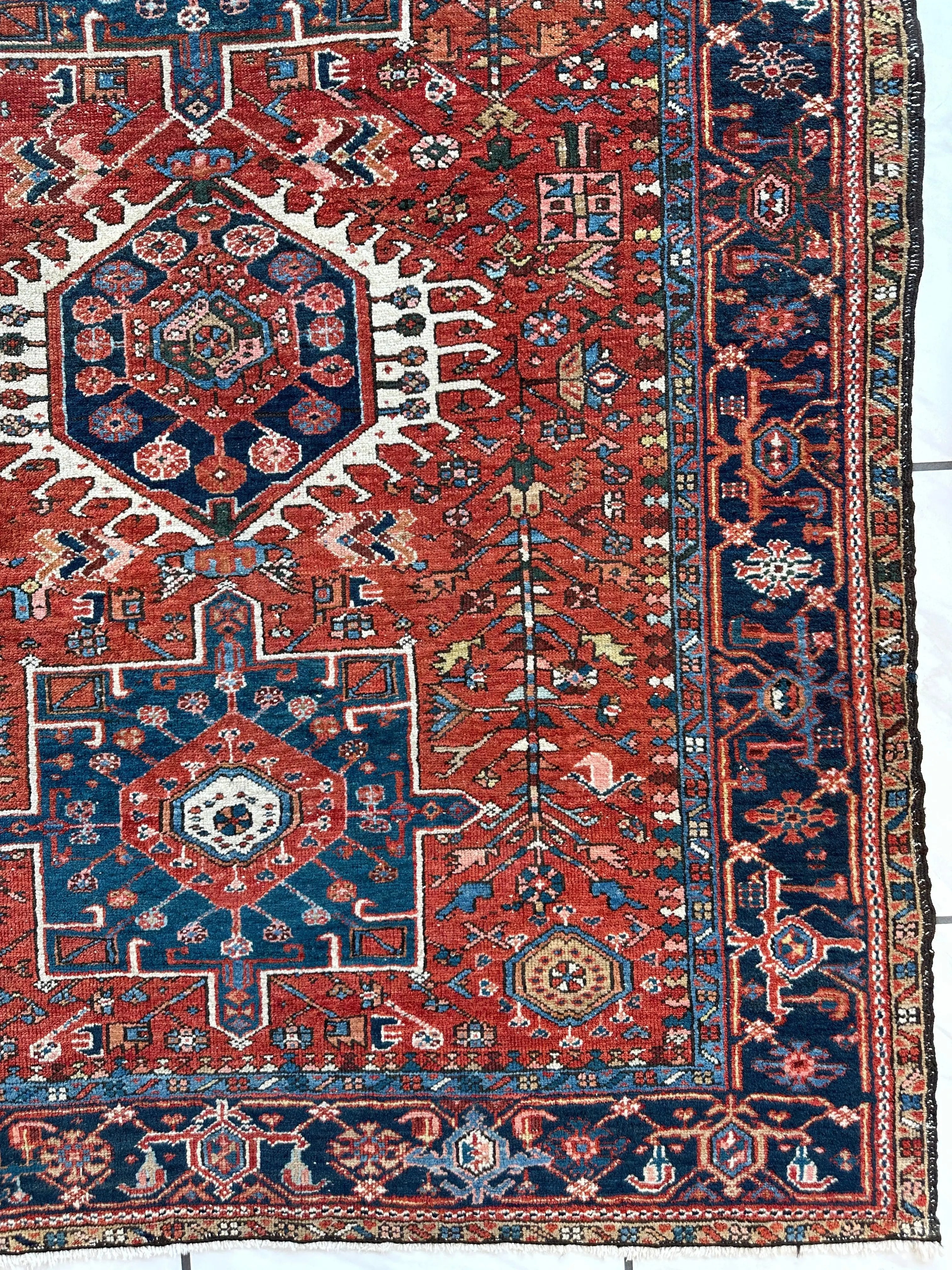 KARAJA Persian Antique Heriz Rug  4'9" x 6' Rugistan