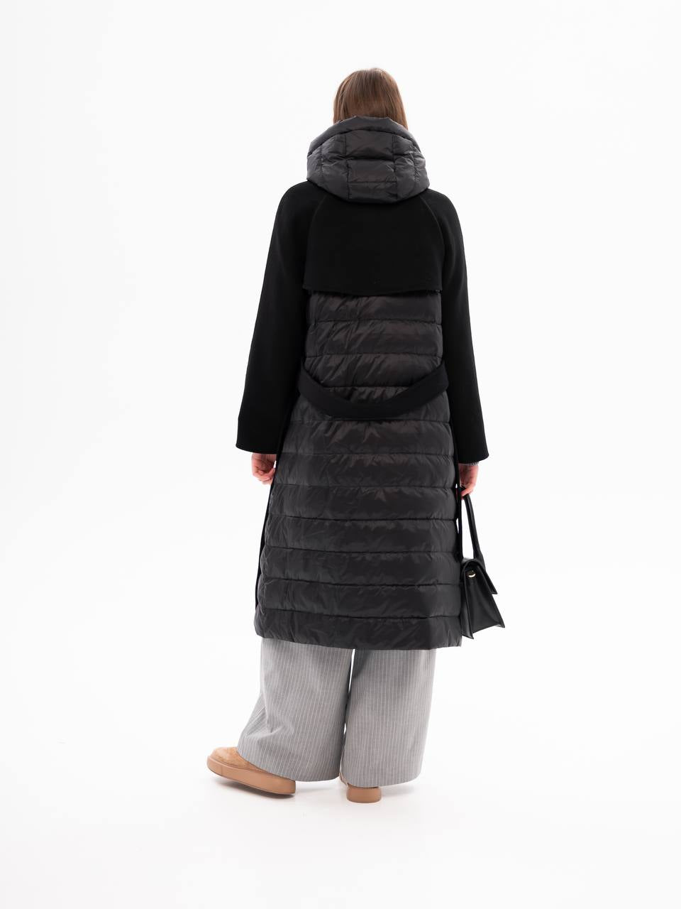 Kennedy Fringe Luxe Down Wool Blend Coat in Black Alaska® Outerwear Company