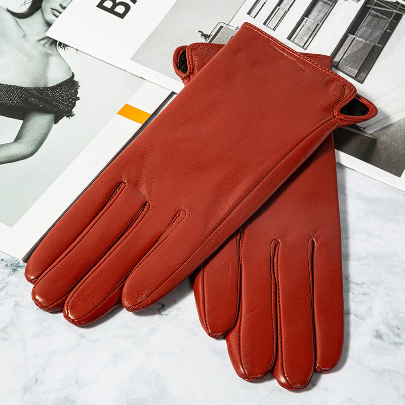 Touch Screen Leather Gloves with Plush Lining