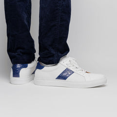 61-101-NVY OLYMPIAS Italian Calfskin and Crocodile Stripe, Navy