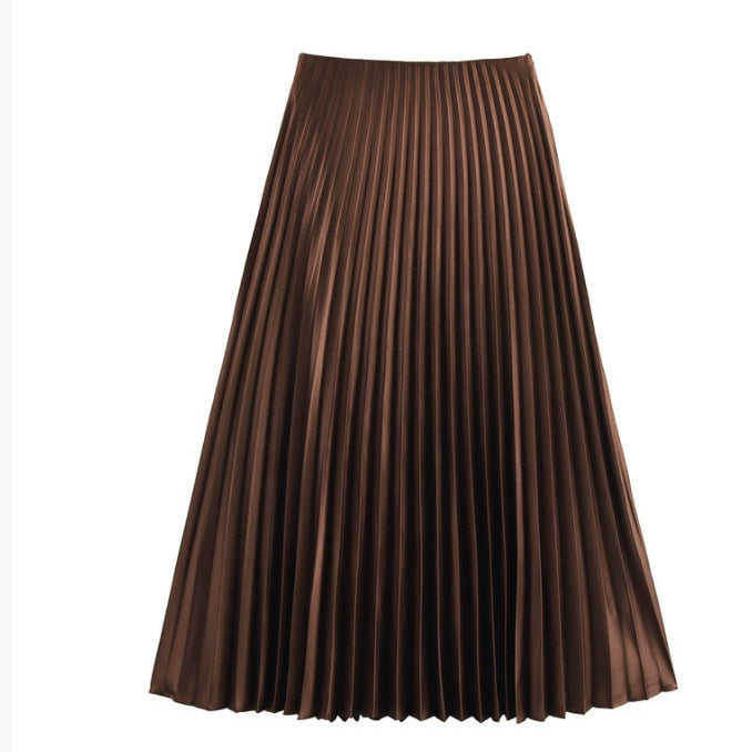 Brown pleated skirt on a white background