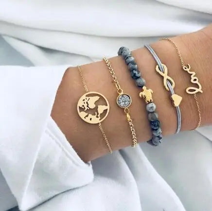 Bead Chain Bracelet Set Anklet Family Shopolf
