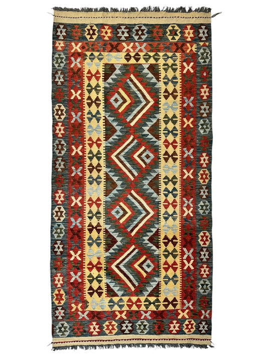 Afghani Maimana Kilim Wide Runner Rug 3’3” x 6’8” Rugistan