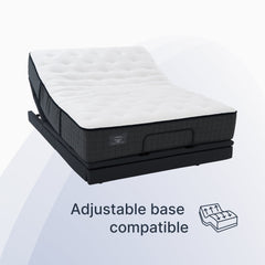 Mattress with adjustable base compatibility feature on a white background