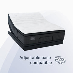 Mattress with adjustable base compatibility feature on a white background