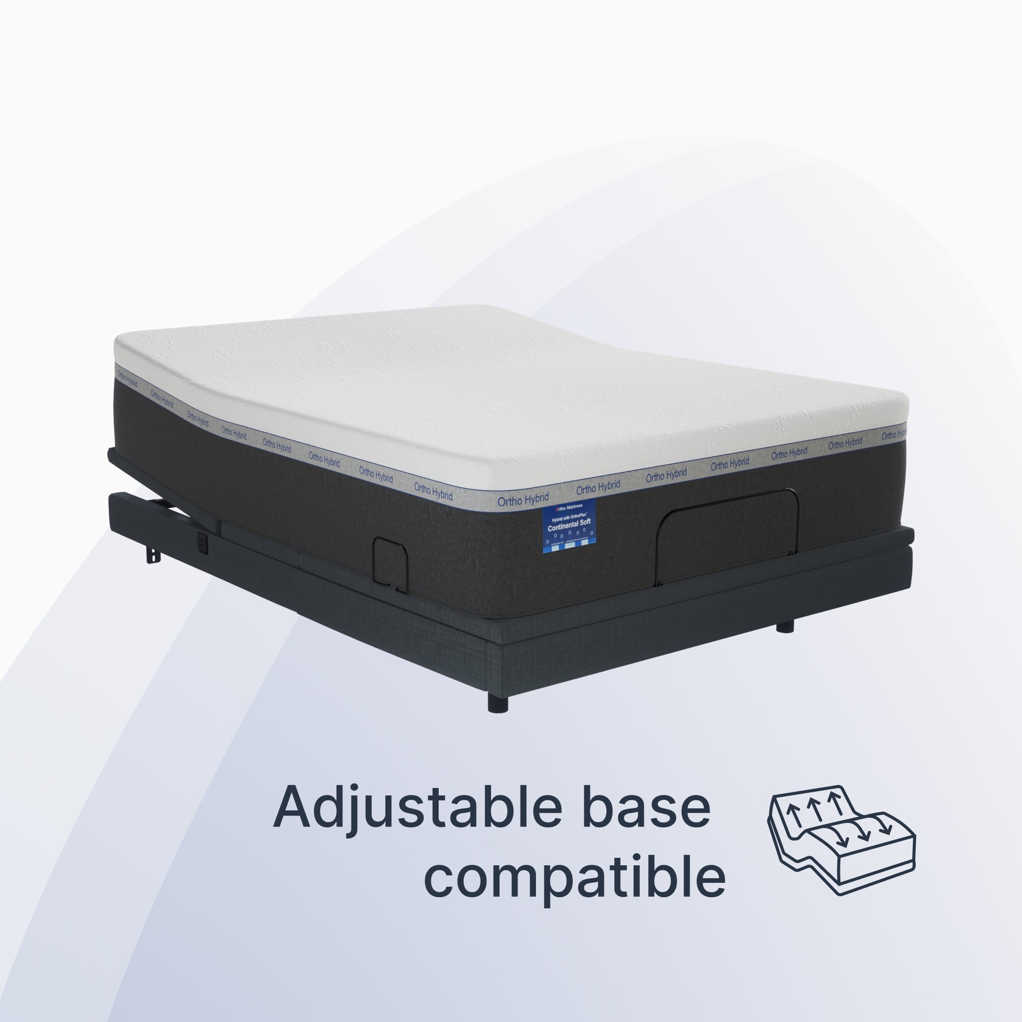 Mattress with adjustable base on a white background