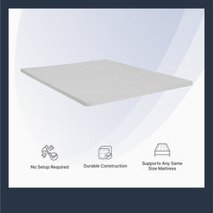 Mattress support structure with features listed below on a white background