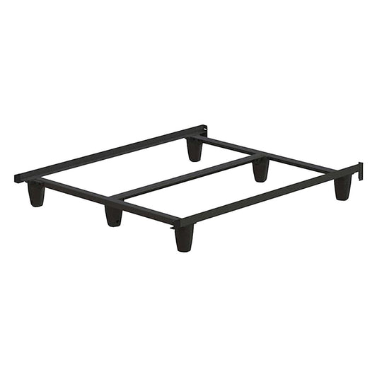 Black metal bed frame on a white background