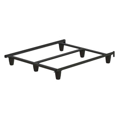 Black metal bed frame on a white background