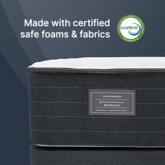 Black Ortho mattress with CertiPUR-US logo on a dark gray background