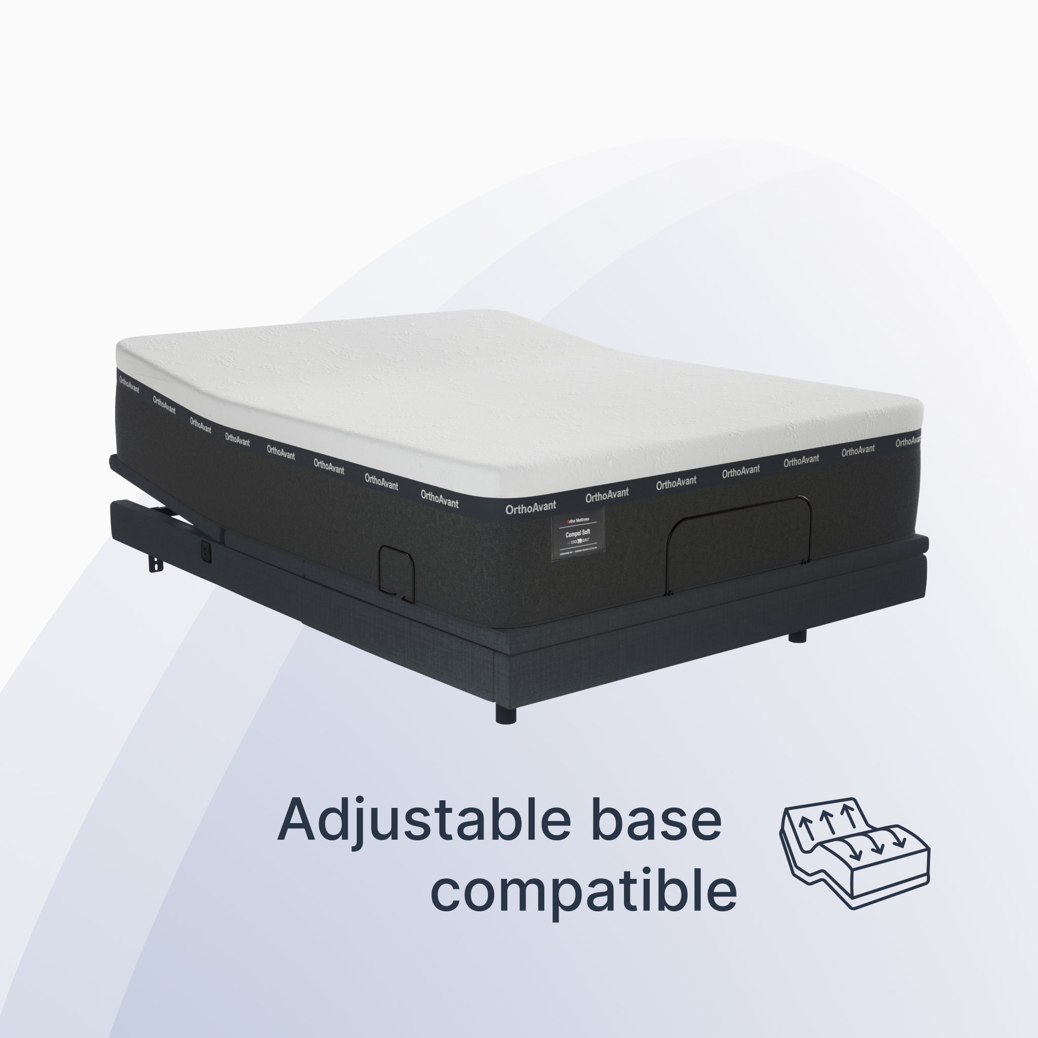 Mattress with adjustable base on a white background