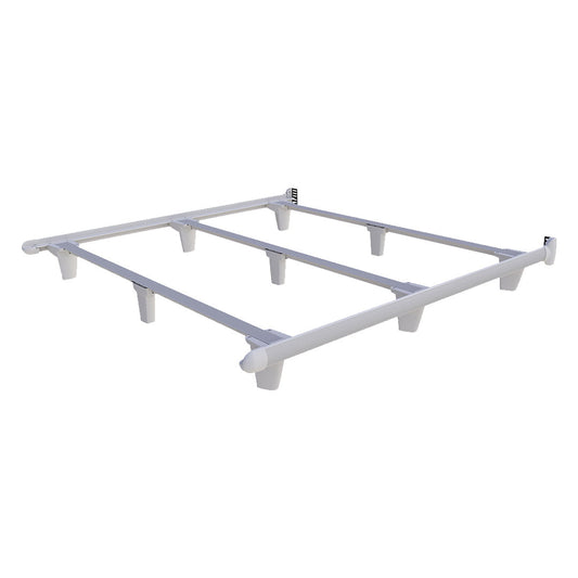 White metal bed frame on a white background