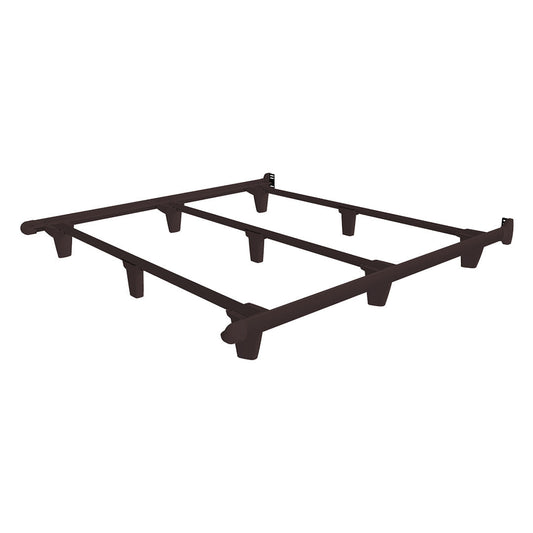 Black metal bed frame on a white background