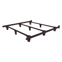 Black metal bed frame on a white background